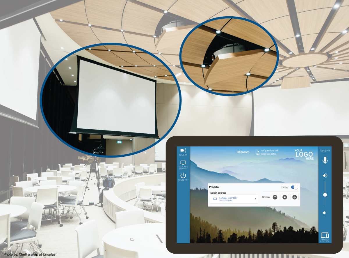 lower and raise screens and projectors using Mira Connect