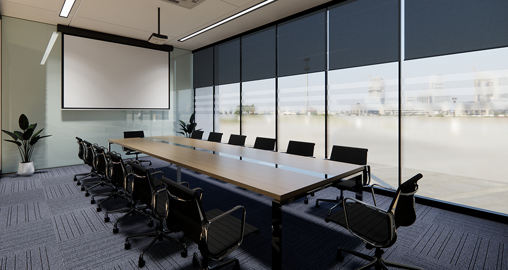 conference room with window shades
